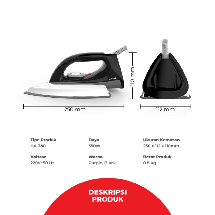 Maspion Setrika Listrik Dry Iron 350 watt - HA380 | HA-380